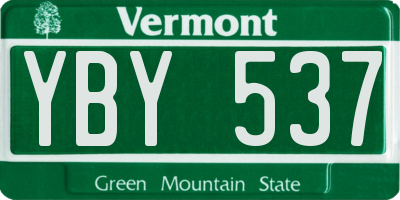 VT license plate YBY537