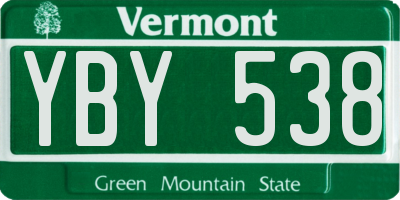 VT license plate YBY538