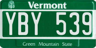 VT license plate YBY539
