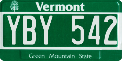 VT license plate YBY542