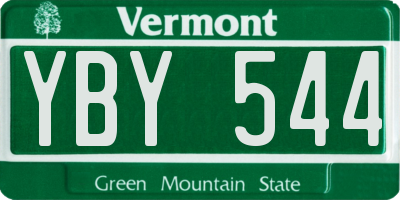 VT license plate YBY544