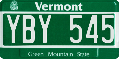 VT license plate YBY545