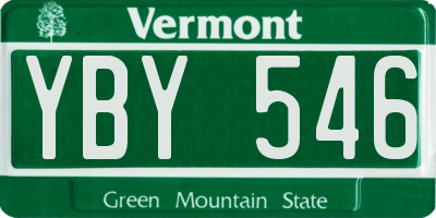 VT license plate YBY546
