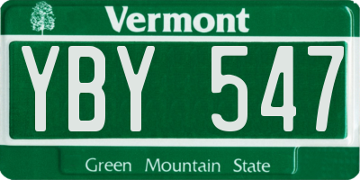 VT license plate YBY547