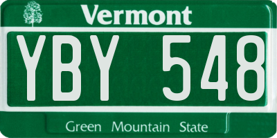 VT license plate YBY548