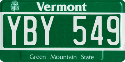 VT license plate YBY549