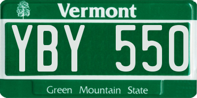 VT license plate YBY550