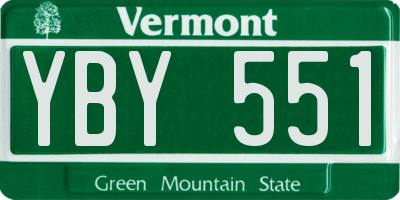 VT license plate YBY551