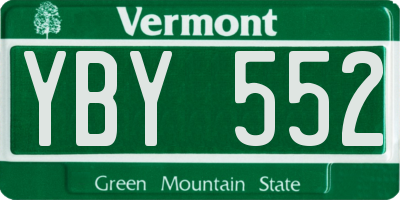 VT license plate YBY552