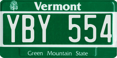 VT license plate YBY554