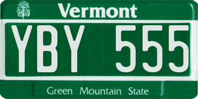VT license plate YBY555