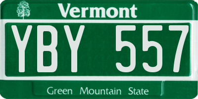 VT license plate YBY557