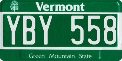 VT license plate YBY558