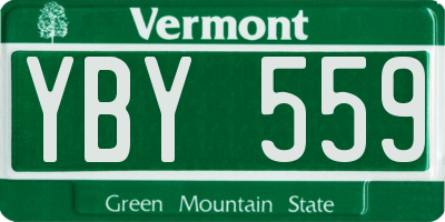 VT license plate YBY559