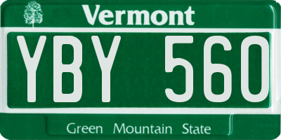 VT license plate YBY560