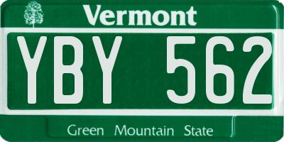 VT license plate YBY562
