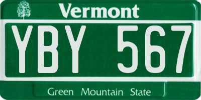 VT license plate YBY567