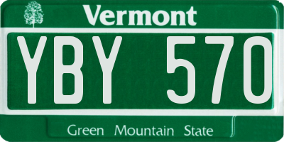 VT license plate YBY570