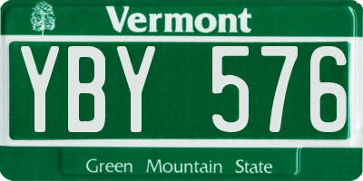 VT license plate YBY576