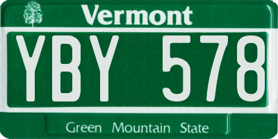 VT license plate YBY578