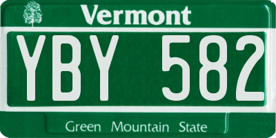 VT license plate YBY582