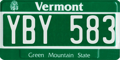 VT license plate YBY583