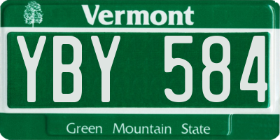 VT license plate YBY584