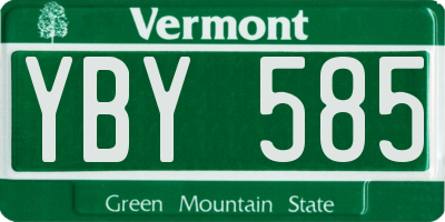 VT license plate YBY585