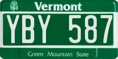 VT license plate YBY587