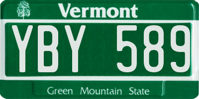 VT license plate YBY589