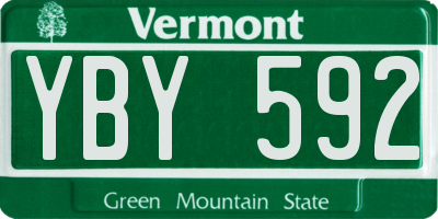 VT license plate YBY592