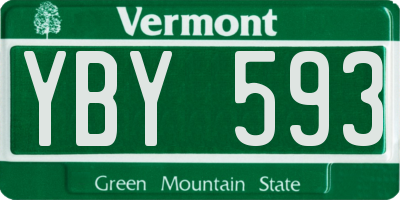 VT license plate YBY593