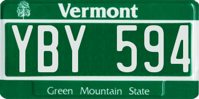 VT license plate YBY594