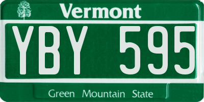 VT license plate YBY595