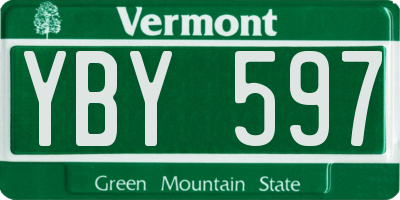 VT license plate YBY597