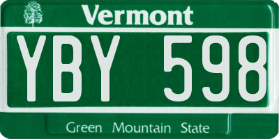 VT license plate YBY598