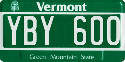 VT license plate YBY600