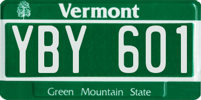 VT license plate YBY601