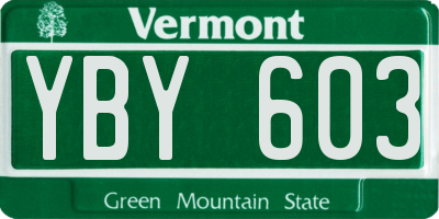 VT license plate YBY603