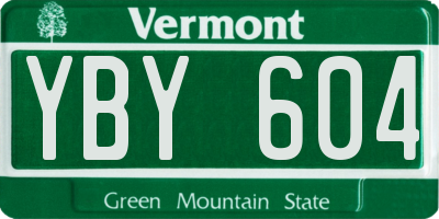 VT license plate YBY604