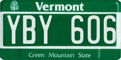 VT license plate YBY606