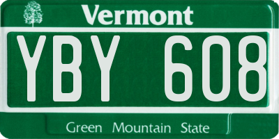 VT license plate YBY608