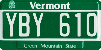 VT license plate YBY610