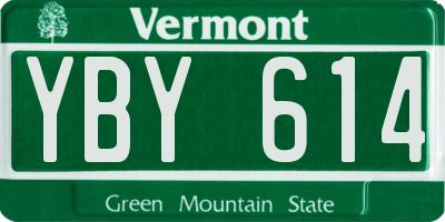 VT license plate YBY614