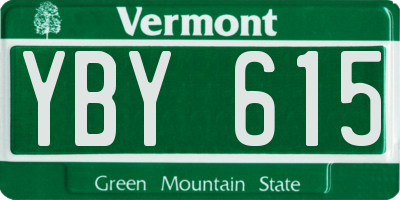 VT license plate YBY615