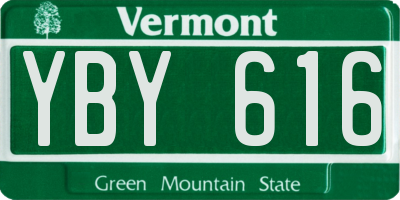 VT license plate YBY616