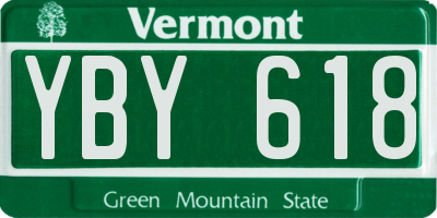 VT license plate YBY618