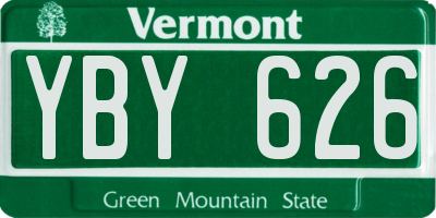 VT license plate YBY626