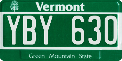 VT license plate YBY630