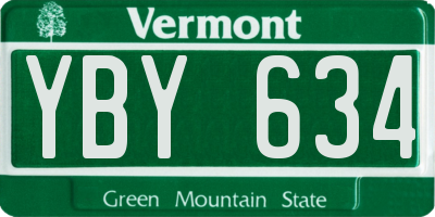 VT license plate YBY634